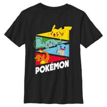 Camiseta Pokémon Boys Starter Pendents, manga curta, preta