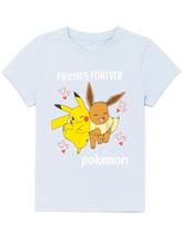 Camiseta Pokémon Girls Kids Pikachu Eevee azul 7-8 anos