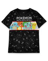 Camiseta Pokémon para meninos de 9 a 10 anos verde/preta Pikachu Squirtle Bulbasaur Charmander