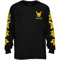 Camiseta Pokémon Pikachu de manga comprida para meninos de 14 a 16 anos