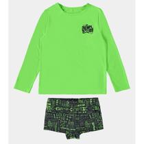 Camiseta Poliamida e Sunga Boxer Malha Splash Sublimado BGR cor Verde