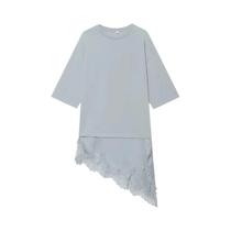 Camiseta Polo Assimétrica De Renda Para Mulheres, Casual, De Manga Curta, Estilo Solto, Top De Rua