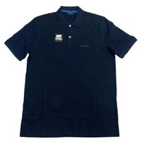 Camiseta polo azul marinho pierre cardin com bolso masculina