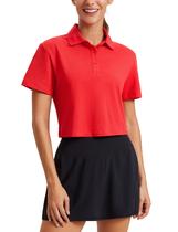Camiseta Polo Cropped para Golfe CRZ YOGA Vermelho Profundo P