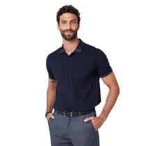 Camiseta Polo Dudalina Piquet Jacquard Azul Marinho