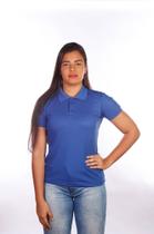 Camiseta polo Feminina Cor Azul Tam P