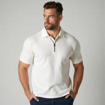 Camiseta Polo Italiana Canelado Com Ziper Camisa Slim Premium Lisa Camiseta Polo Italiana Canelado Com Ziper Camisa Slim Premium Lisa