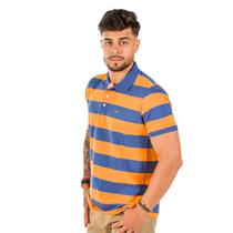 Camiseta Polo Listrada Laranja Tamanho:GGCor:Laranja