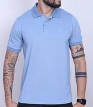 Camiseta polo manga curta casual slim piquet azul claro