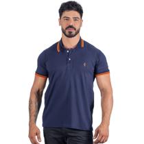 Camiseta Polo Masculina Adulto 100% Algodão Azul Marinho