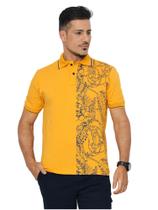 Camiseta Polo Masculina Amarela Estampada - KRAYANI