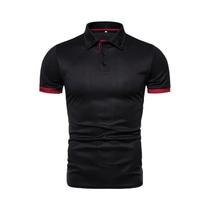 Camiseta Polo Masculina De Manga Curta Em Cor Sólida, Respirável, Confortável E De Corte Básico Para Camiseta Polo Masculina De Manga Curta Em Cor Sólida, Respirável, Confortável E De Corte Básico Para