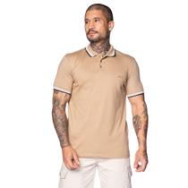 Camiseta Polo Masculina Pitt de Algodão Bege