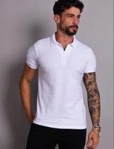 Camiseta polo masculina zíper manga curta piquet premium