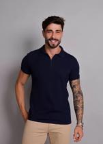 Camiseta polo masculina zíper manga curta piquet premium