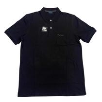 Camiseta polo preta masculina marca pierre cardin com bolso