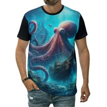 Camiseta Polvo Enorme Animal Marinho Molusco Criatura Água