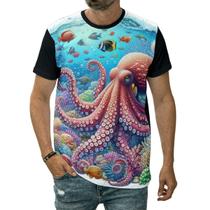 Camiseta Polvo Enorme Animal Marinho Molusco Criatura