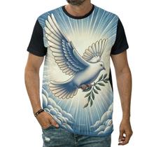 Camiseta Pomba Branca Ramo De Oliveira Pássaro Ave Céu