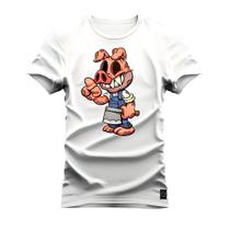 Camiseta Porco Amigável Algodão Confortável Estampada Gola Redonda