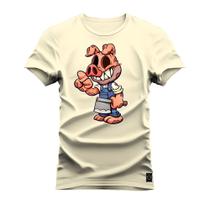 Camiseta Porco Amigável Plus Size Forma Grande Gola Redonda Estampada