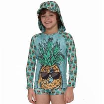 Camiseta Praia Infantil Abacaxi Verde Accua UV.Line