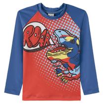 Camiseta Praia Infantil Proteção UV Dino Roar Azul Pingo Lelê