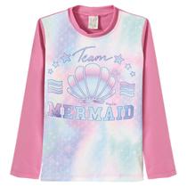 Camiseta Praia Infantil Sereia Rosa Pingo Lelê