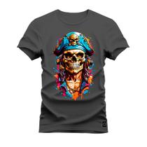 Camiseta Premium 100% Algodão Estampada Shirt Unissex Pirata Fantasma