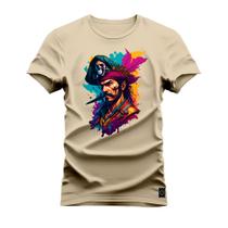 Camiseta Premium 100% Algodão Estampada Shirt Unissex Pirata Sinistro