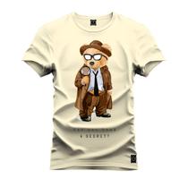 Camiseta Premium 100% Algodão Estampada Shirt Unissex Urso Detetive