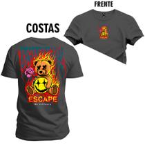 Camiseta Premium 100% Algodão Estampada Shirt Unissex Urso Fogão Fire Cabuloso Frente e Costas