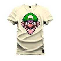 Camiseta Premium Algodão Confortável Estampada Bigode Verde