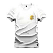 Camiseta Premium Algodão Confortável Estampada Caveira Emoji Peito