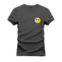 Camiseta Premium Algodão Confortável Estampada Emoji Metade Peito_x000D_