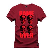 Camiseta Premium Algodão Confortável Estampada Game Over