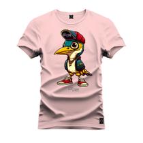 Camiseta Premium Algodão Confortável Estampada Passaro Boné