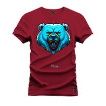 Camiseta Premium Algodão Confortável Estampada Urso Cabeça