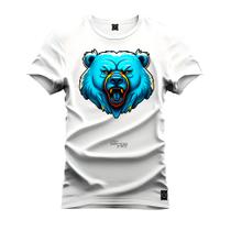 Camiseta Premium Algodão Confortável Estampada Urso Cabeça