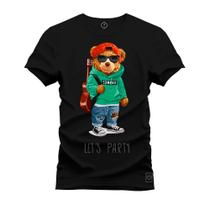 Camiseta Premium Algodão Confortável Estampada Urso Violão