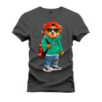 Camiseta Premium Algodão Confortável Estampada Urso Violão