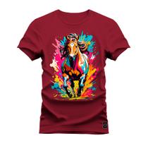 Camiseta Premium Confortável Estampada Cavalo Colors