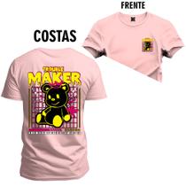 Camiseta Premium Confortável Estampada Urso Tranquile Monker Frente e Costas