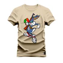 Camiseta Premium Estampada Algodão 30.1 Coelho Caçador