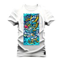 Camiseta Premium Estampada Algodão 30.1 Dragon Blue