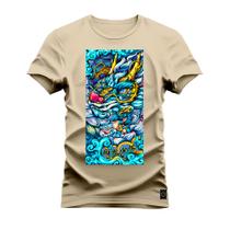 Camiseta Premium Estampada Algodão 30.1 Dragon Blue