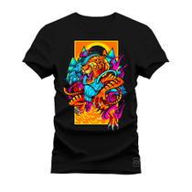 Camiseta Premium Estampada Algodão 30.1 Tigre Colors