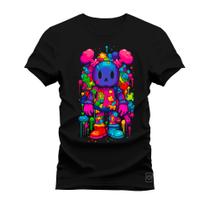 Camiseta Premium Estampada Algodão 30.1 Urso Aquarela Cores