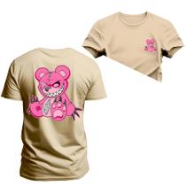 Camiseta Premium Estampada Algodão 30.1 Urso Garras Frente Costas