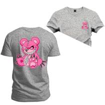 Camiseta Premium Estampada Algodão 30.1 Urso Garras Frente Costas